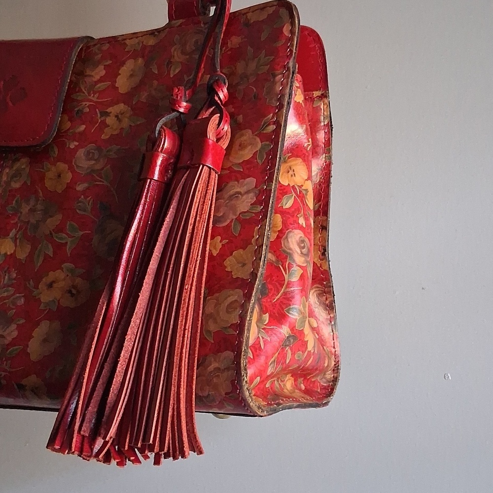 PATRICIA Nash Rienzo Satchel in Rosso Fiore red floral purse shoulder bag - Picture 5 of 16